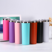 20oz Amazon Hot sale Customizable Colors And Lids Stainless Steel Powder Spray Color Tall Straight Cup Protable Bottle